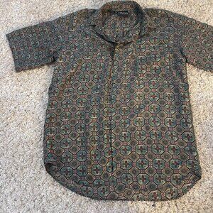 Colore Italia Silk Geometric Button-Up Shirt Size M